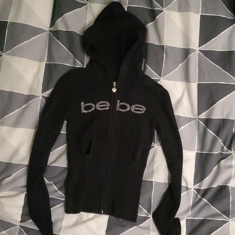 BLACK BEBE ZIP UP HOODIE
